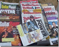 Old issues of Guitar World, Guitar Player, Rolling Stone and Goldmine Magazines - 10 cents for regular issues or $1.00 for special issues or all of them for $30.  When I get a chance I'll take individual photos of these to share what I have  available.