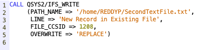 Write data into IFS file from SQL on IBM i