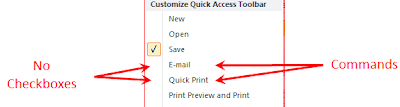 Removing a Command from Quick Access Toolbar
