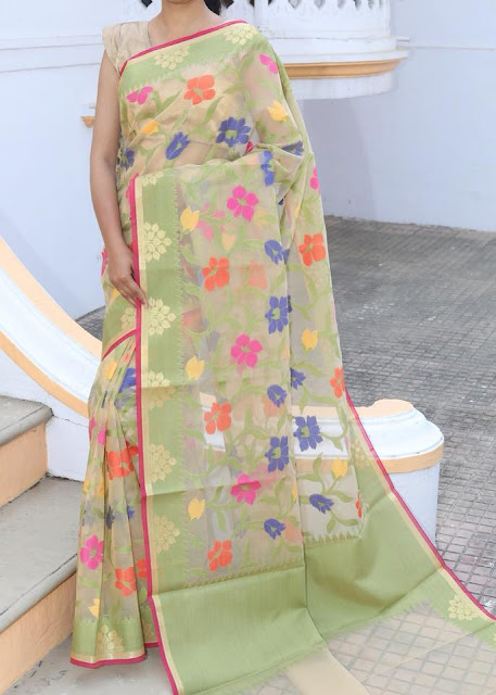 Koramuslin saree