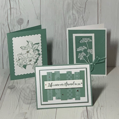 Three handmade greeting cards featuring Soft Succulent In Color from Stampin' Up!.