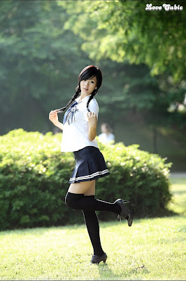 Hwang Mi Hee Cute School Girl Uniform With Glasses