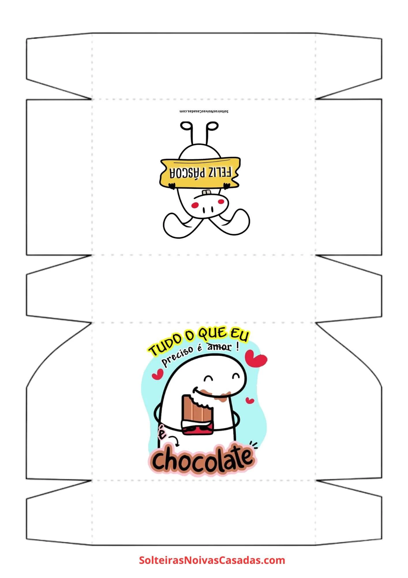 Modelo 19: Caixinha de Páscoa Flork Bento "Tudo que eu preciso é amor! É chocolate"