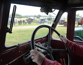 Duck driving Andrew's vintage lorry