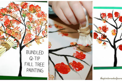 q tip painting fall tree