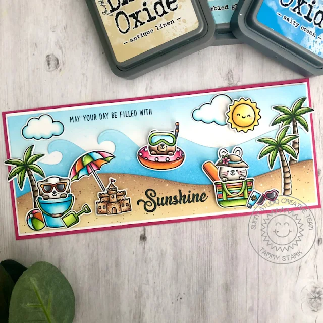 Sunny Studio Stamps: Beach Buddies Beach Babies Tropical Scenes Summer Card by Tammy Stark