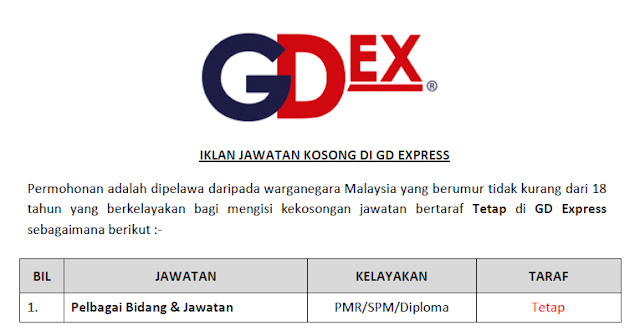 jawatan kosong gdex