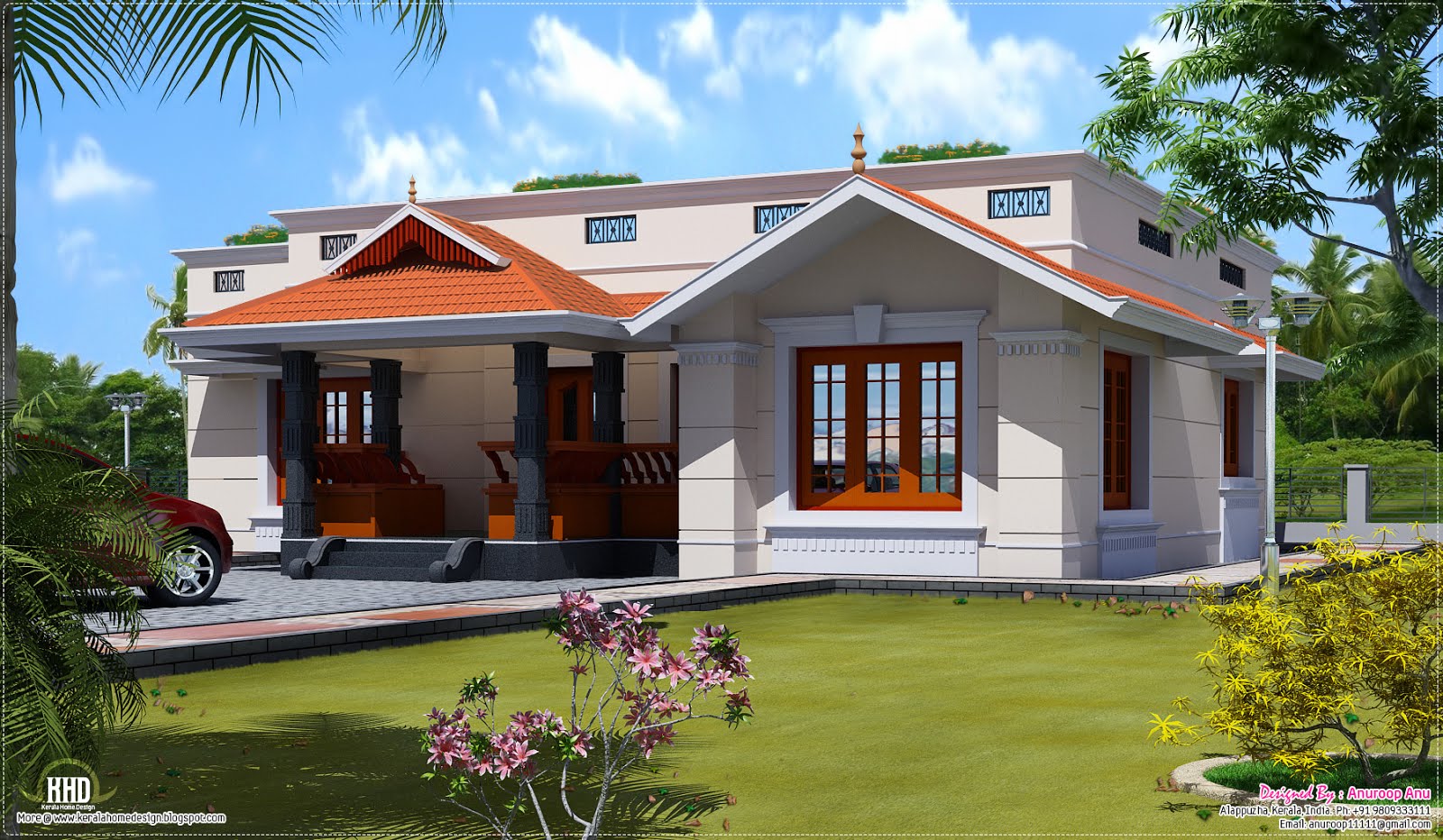 Single floor 1500  sq  feet  home  design  Kerala  home  design  