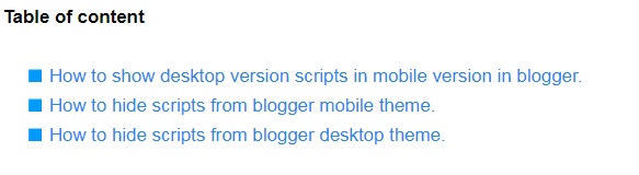 Create table of content (TOC) in blogger