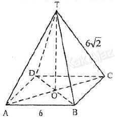 Gambar limas beraturan T.ABCD dengan rusuk alas 6 cm dan rusuk tegak 6√2 cm, soal UN 2017 Matematika SMA-IPS no. 29