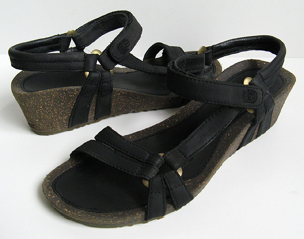 CoachShoes: TEVA BLACK LEATHER CABRILLO SANDALS WOMENS SIZE 8