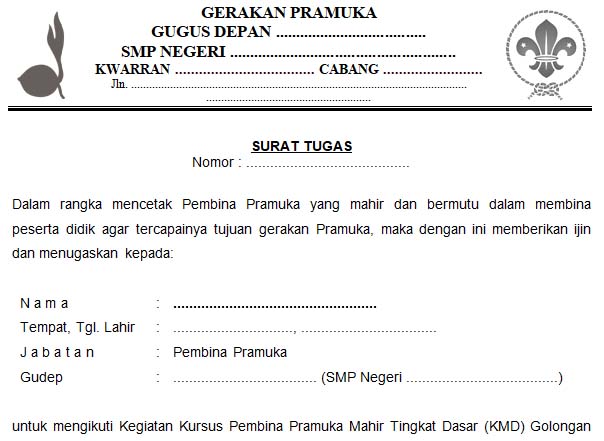 Contoh Format Surat Tugas Mengikuti Kegiatan Kmd Gerakan Pramuka Salam Edukasi