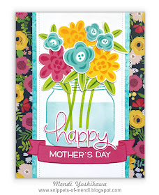 Snippet By Mendi: Lawn Fawn Mother's Day Card by Mendi Yoshikawa (using Fab Flowers, How You Bean, Bannertastic & Happy Happy Happy)