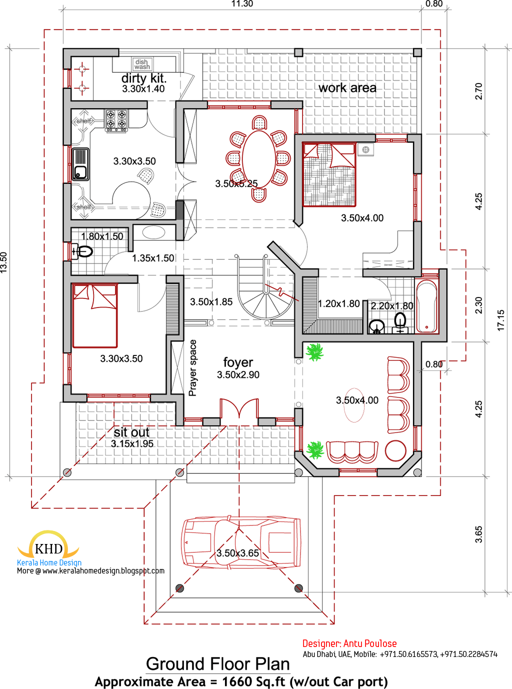  House  plan  and elevation  2165 Sq Ft home  appliance