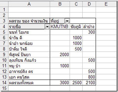 Excel Pivot table2