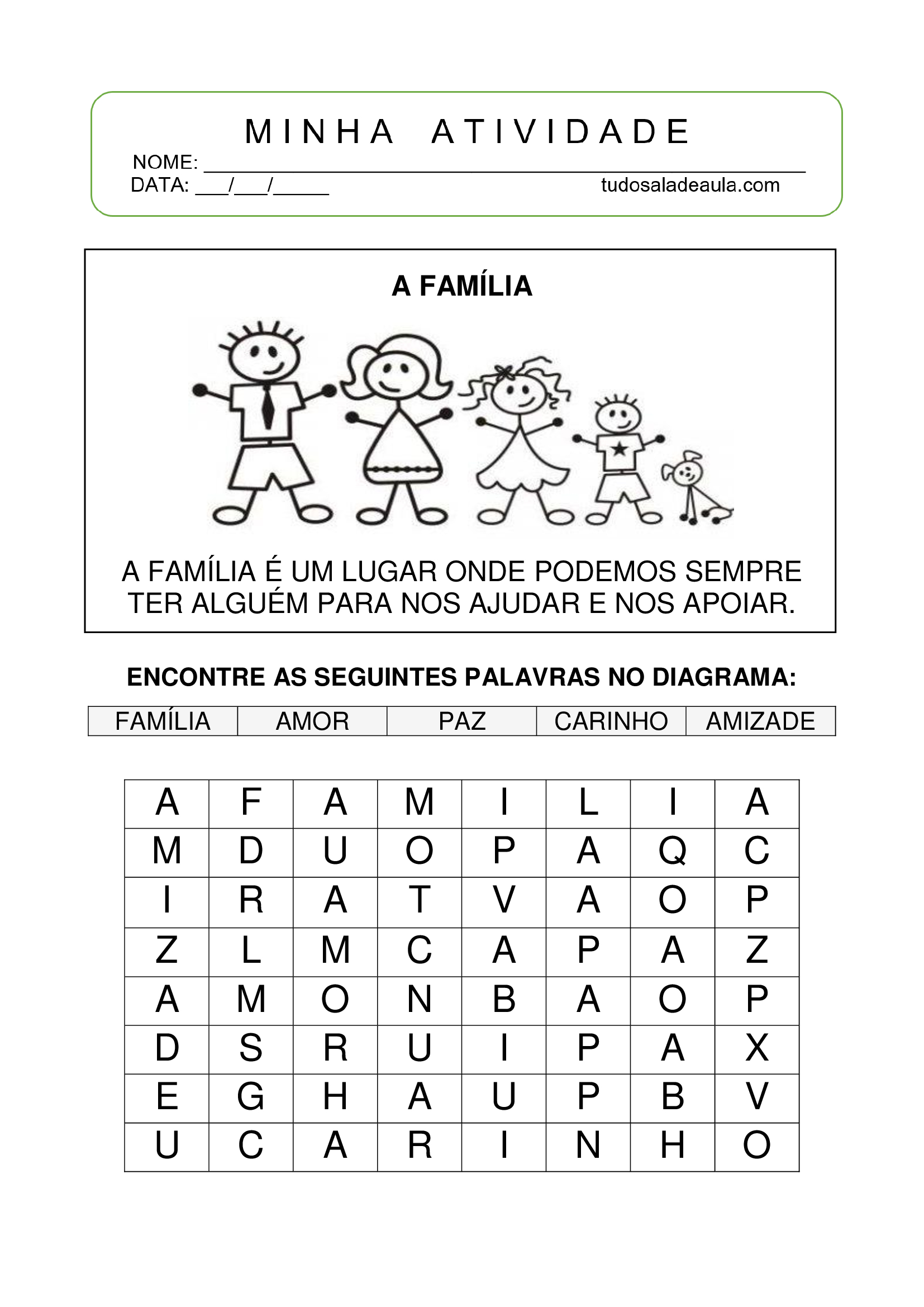 Atividades sobre Família - Educação Infantil