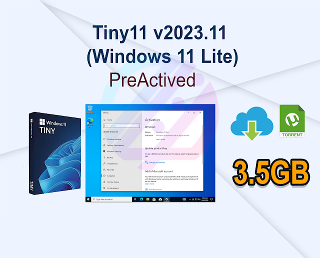 Tiny11 v2023.11 (Windows 11 Lite) Pre-Activated