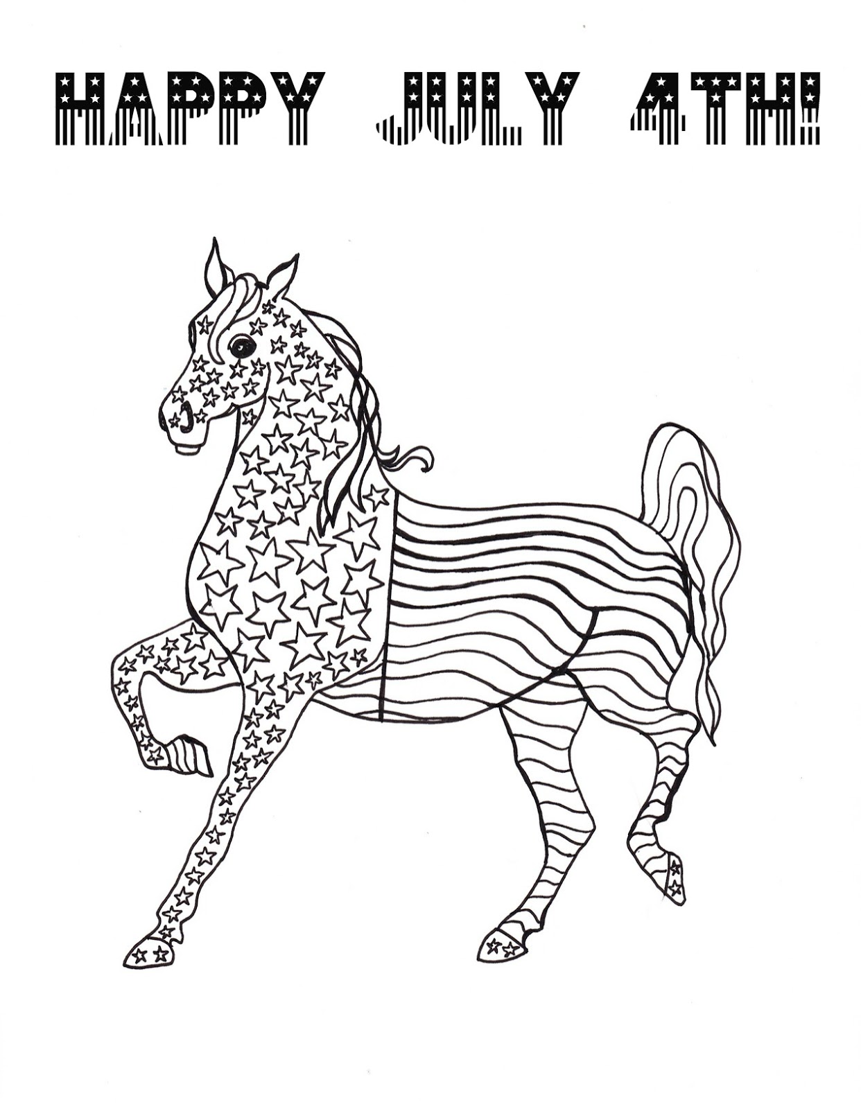 Patriotic Horse coloring page that you can for free Just click the link above and print on your home printer The kids will love this happy