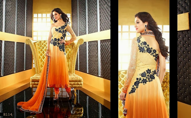 Multi Shaded Fancy Frock new Style 2014