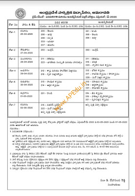 APOSS 10th, Inter Exams APril, May 2020 Time Table