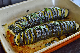 Hasselback Courgettes or Zucchini with Basil Oil
