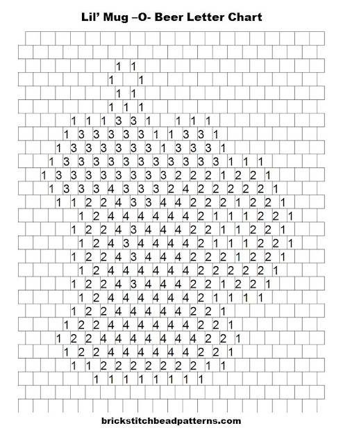 Free Lil' Mug -O- Beer Earring Brick Stitch Bead Pattern Word Chart