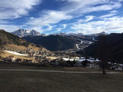 View of Colfosco from the trail.