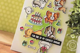 Sunny Studio Stamps: Party Pups Devoted Doggies Tetris Inspired Card by Eloise Blue
