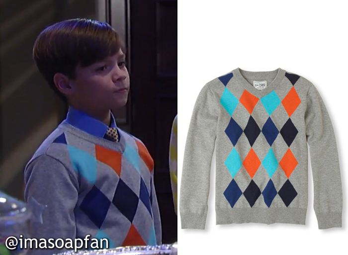 Cameron Webber, Michael Leone, Grey Argyle Sweater, General Hospital, GH