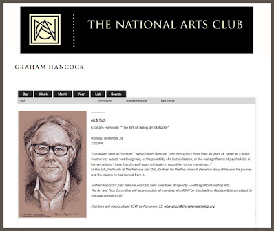 he National Arts Club. New York: Graham Hancock Lecture. Art by Travis Simpkins