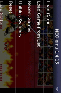 Screenshots of the NEO.emu for Android tablet, phone.