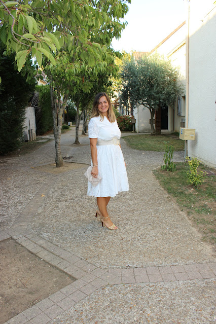 look du jour, robe sézane blanche, sac Minelli, les petites bulles de ma vie