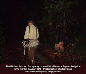 Night walk with Rhett Butler of Mongabay.com in Manokwari's forest.