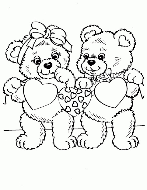 Teddy Bear Holding Heart Coloring Pages Cooloring 