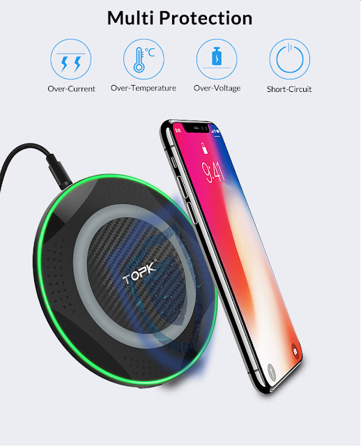 TOPK 10W 5W Wireless Charger Charging Pad With LED Light For iPhone XS MAX XR Note 9 S9 Xiaomi Mix 3 