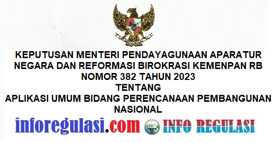 Kepmenpan RB Nomor 382 Tahun 2023 Tentang Aplikasi Umum Bidang Perencanaan Pembangunan Nasional