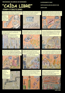 Cómic en color del resumen del libro “Caída libre” de Joseph E. Stiglitz (2010)  /// by E.V.Pita 2018