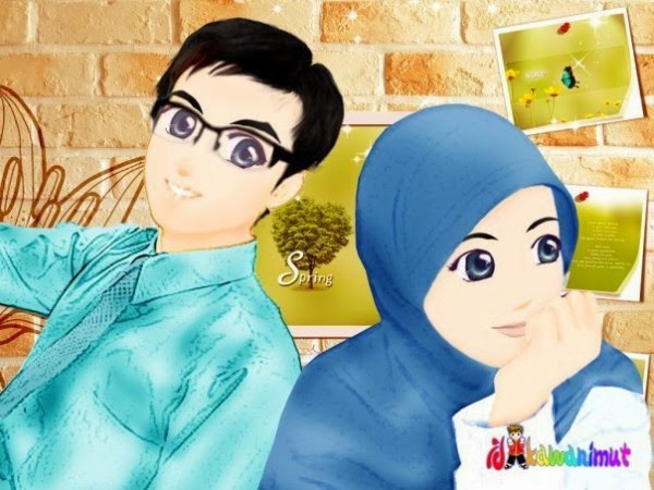 Gambar Kartun Romantis Islami Kisah Cinta Dua Kekasih 