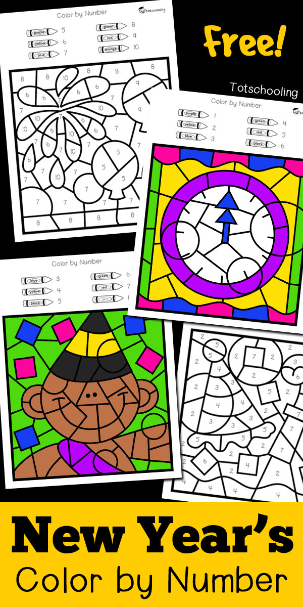 Download New Year's Color by Number | Totschooling - Toddler ...