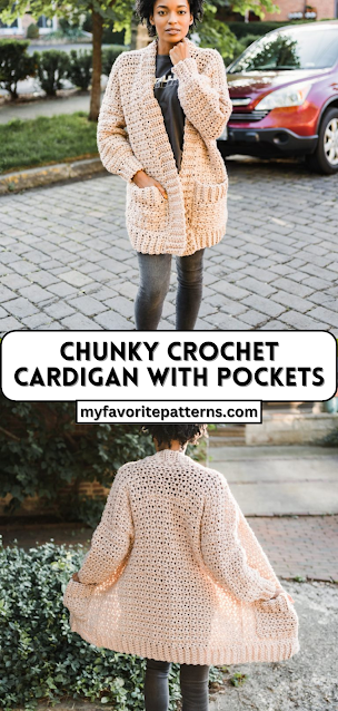 Chunky Crochet Cardigan with Pockets