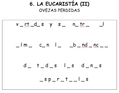 Resultado de imagen para Pasatiempos de Eucaristía