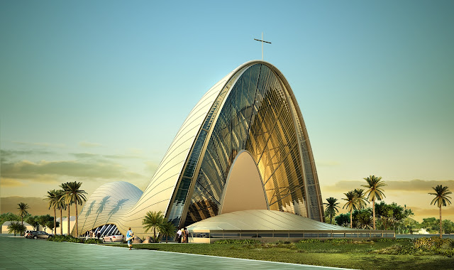 Picture of new modern church as seen from the street