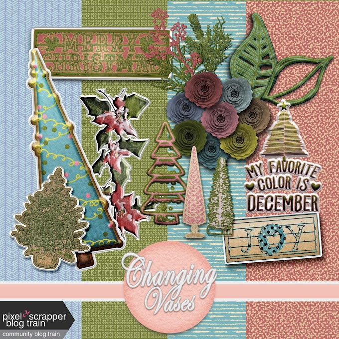 Christmas Joy December Pixel Scrapper Blog Train Free Scrapbook Kit 