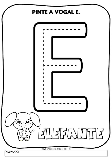 Exercício de aprendizagem para crianças sobre vogais, abordando as letras A, E, I, O, U, disponível para impressão.