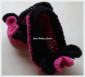 free crochet booties pattern, free crochet Minnie mouse booties pattern