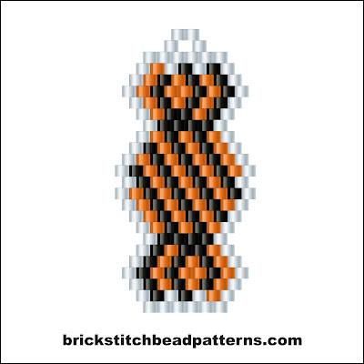 Click for a larger image of the Striped Wrapped Halloween Candy brick stitch bead pattern color chart.