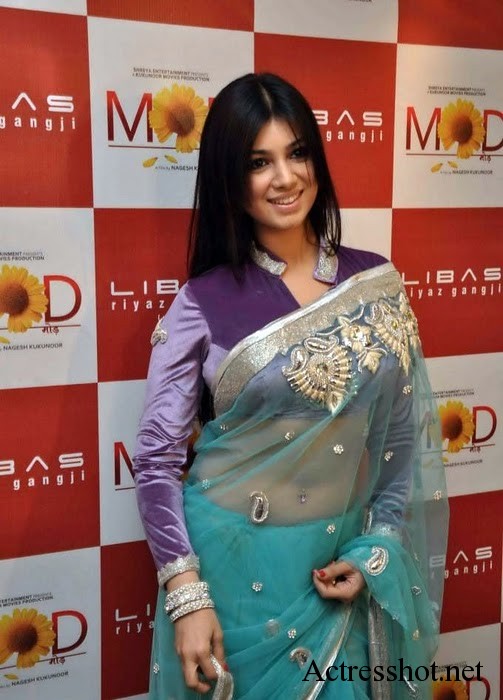 Bollywood actress Ayesha takia new sexy photos in transparent Saree at MOD movie premier hot photos