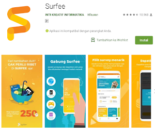  Aplikasi Surfee merupakan Aplikasj Survey Online yang menghasilkan E Vocher Google play  √ Tutorial Nuyul Aplikasi Surfee dengan termux Android