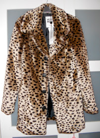 Faux fur leopard print coat