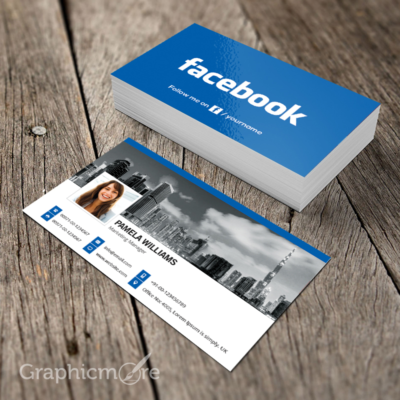 Download Facebook Blue Business Card Template Mockup Design Free Download Psd File Vectorkh